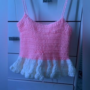 Crotchet pink ruffle handmade top